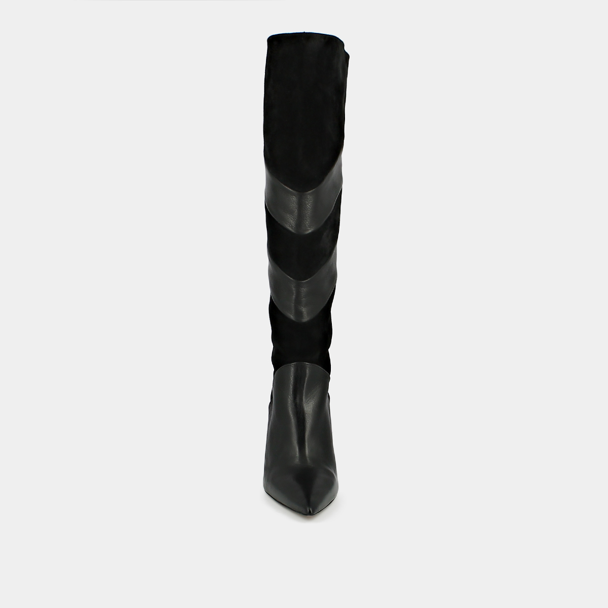 High boots with pointed toes in black suede and leather | BIAGGIO