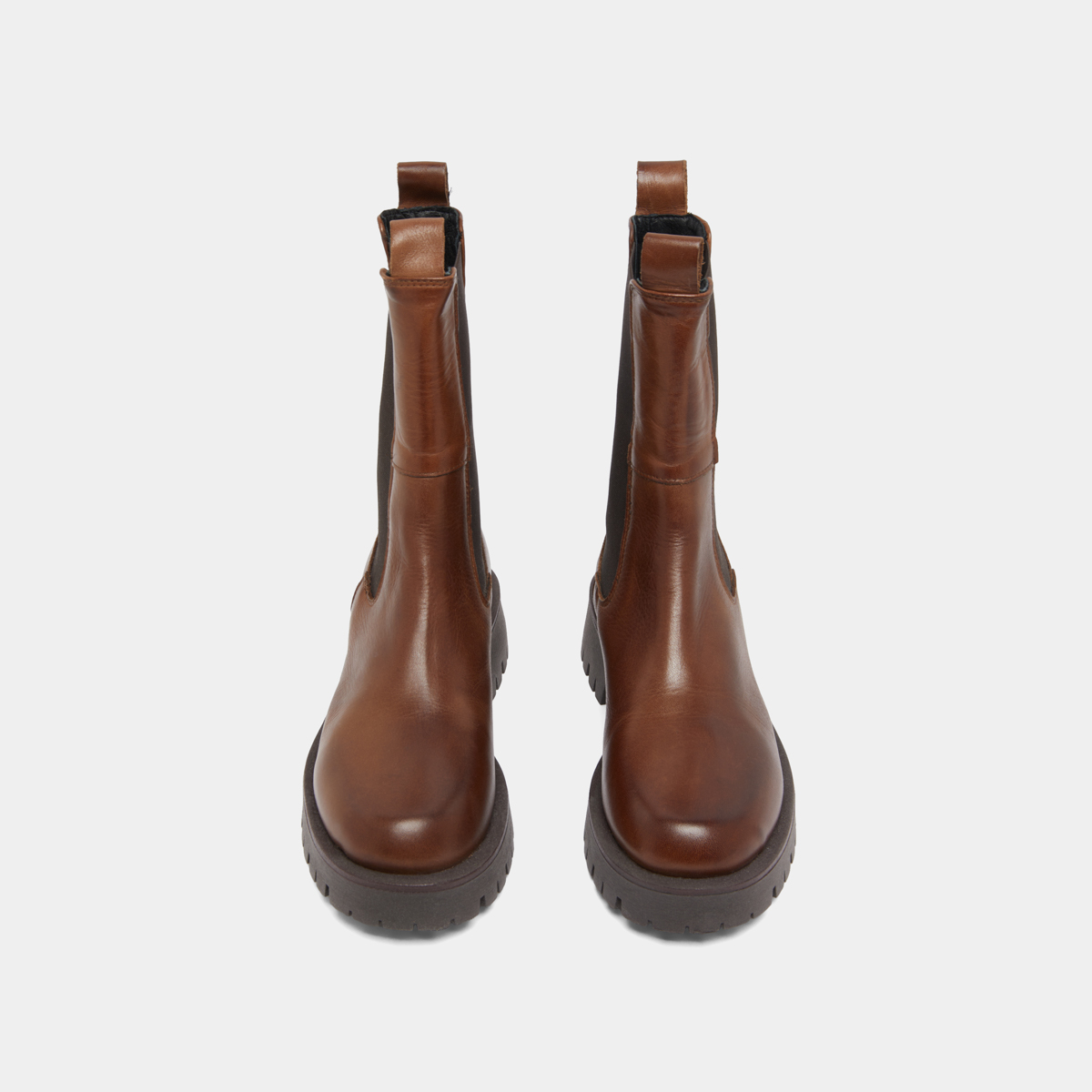 Platform boots in brown patinated leather | RIDLE