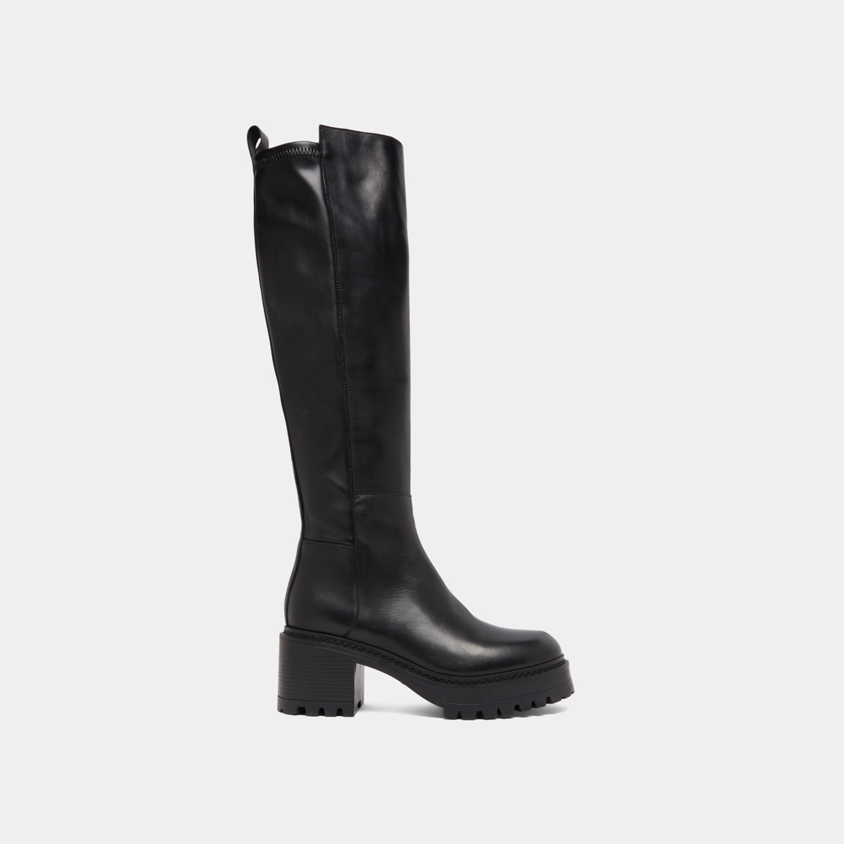 Bottes &agrave; semelles crant&eacute;es in leather and black stretch | RASTA