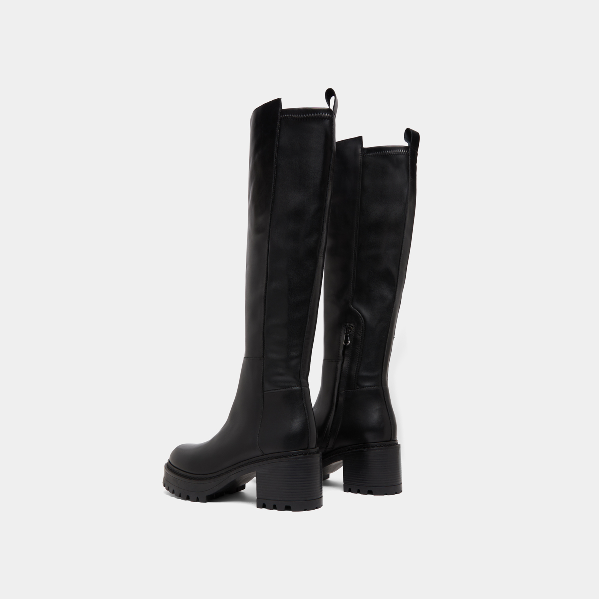 Bottes &agrave; semelles crant&eacute;es in leather and black stretch | RASTA