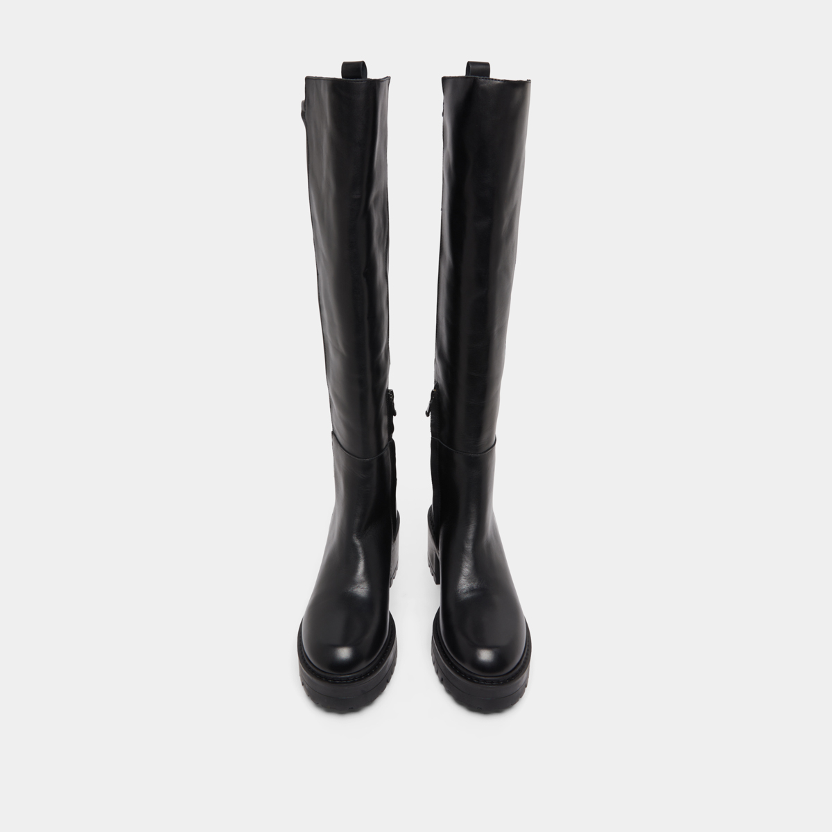 Bottes &agrave; semelles crant&eacute;es in leather and black stretch | RASTA