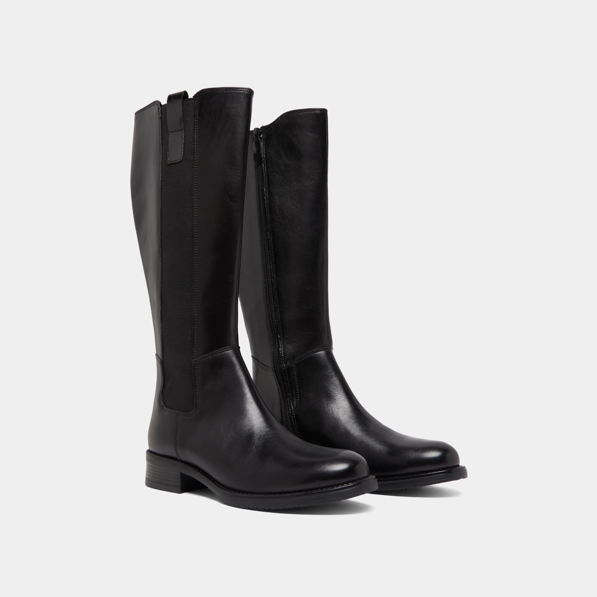Bottes plates à bouts ronds in black leather | ASPER