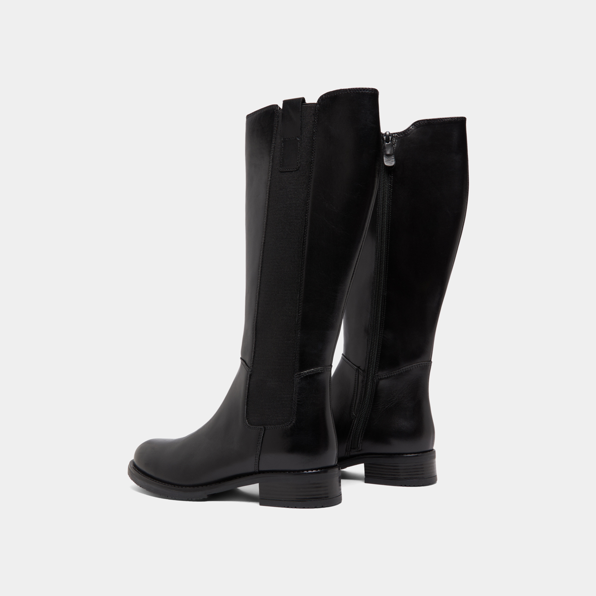 Bottes plates à bouts ronds in black leather | ASPER