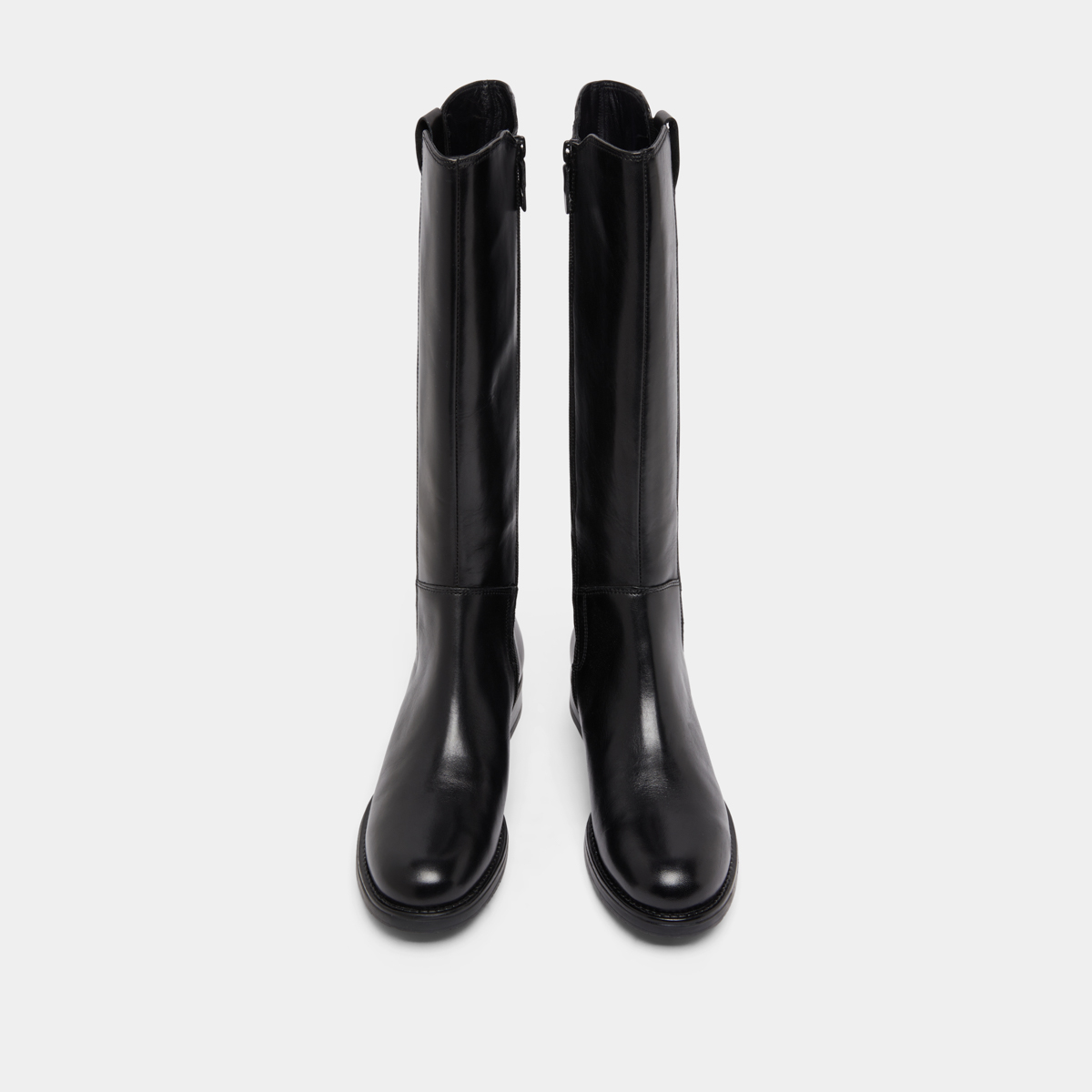 Bottes plates à bouts ronds in black leather | ASPER