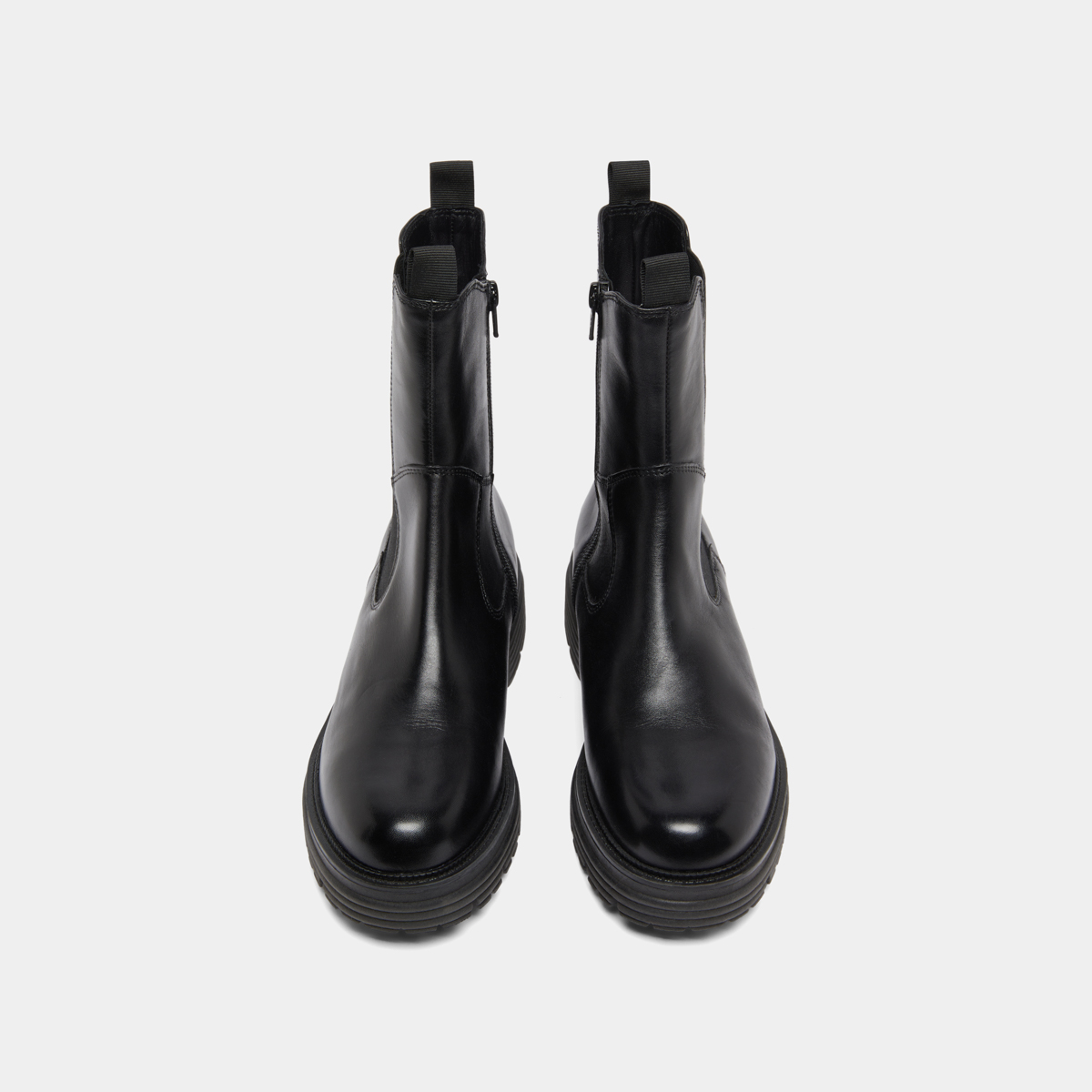 Ankle boots with notched soles in black leather | ANTONELLE