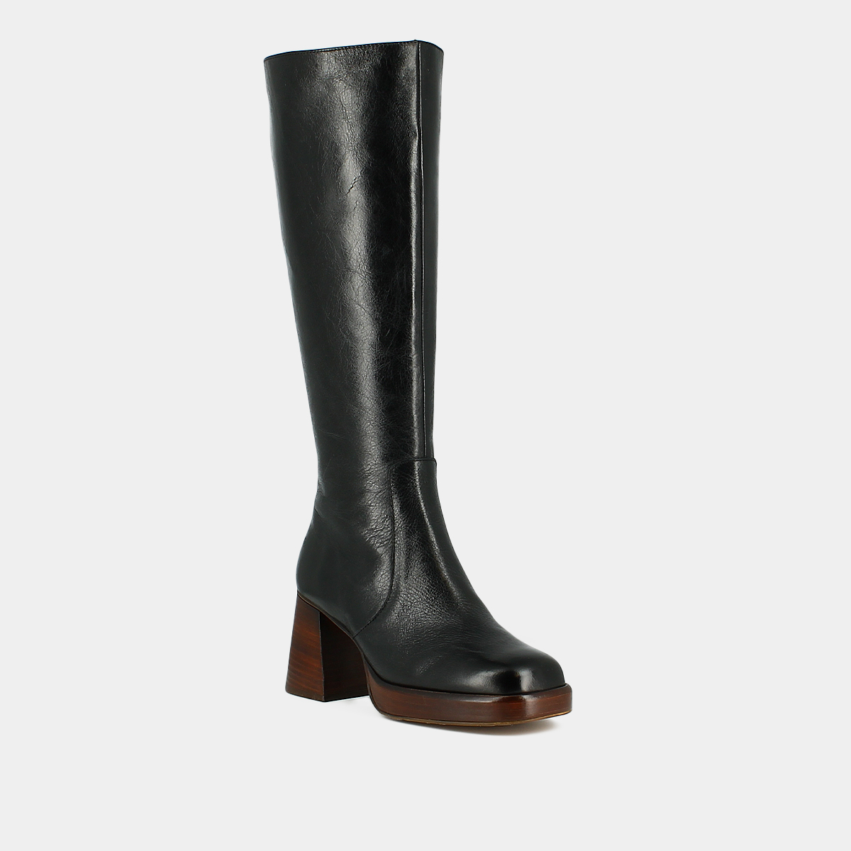 Platform boots in black distressed leather calf size M | BETINA