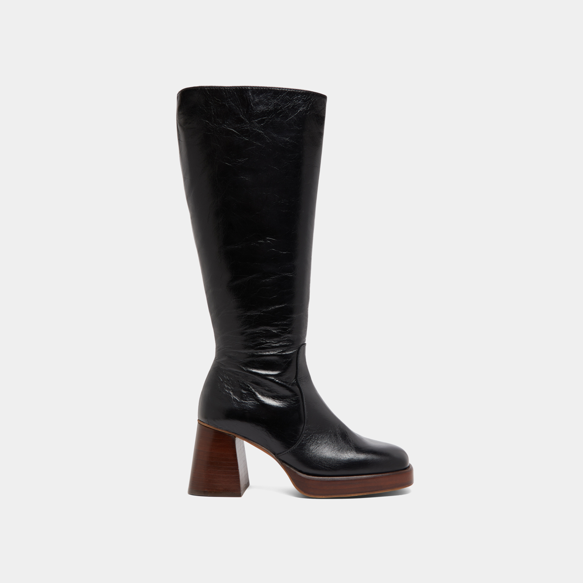 Platform boots in black distressed leather calf size L | BETINA