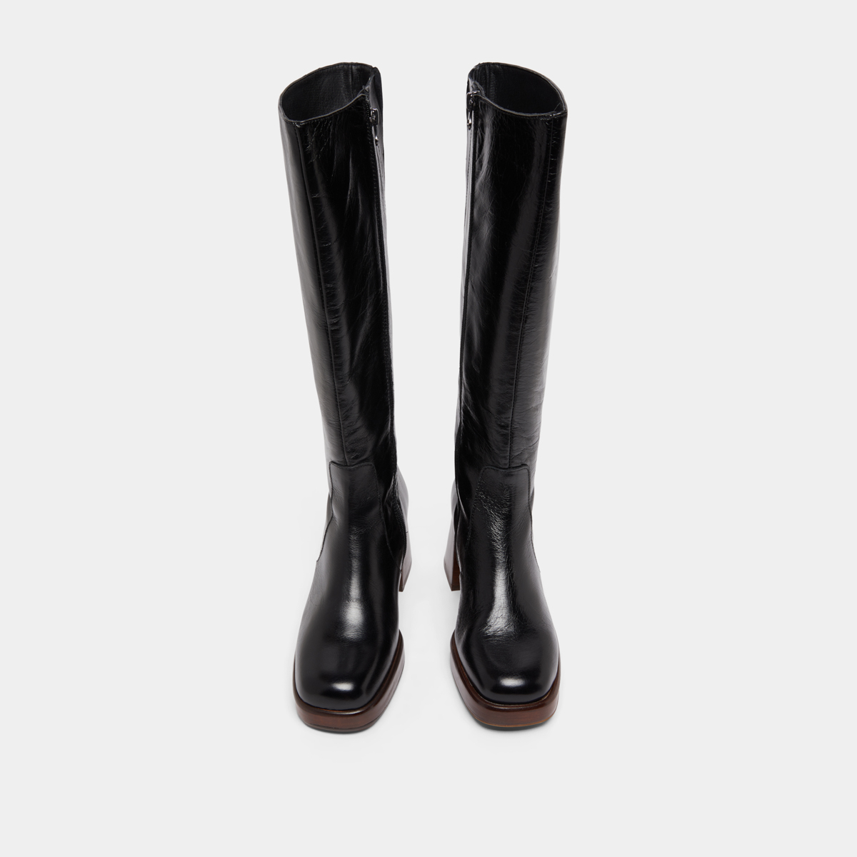 Platform boots in black distressed leather calf size L | BETINA