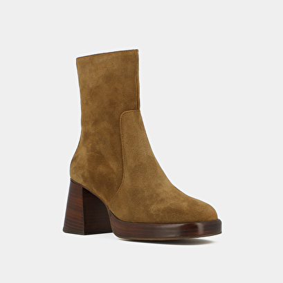 Platform ankle boots in tabac suede | BRIGAND