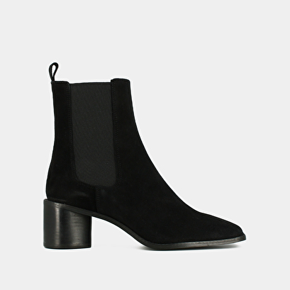 Mid-heeled ankle boots with square toes and elastics black