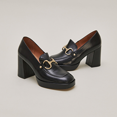 Mocassins à talons et mors black