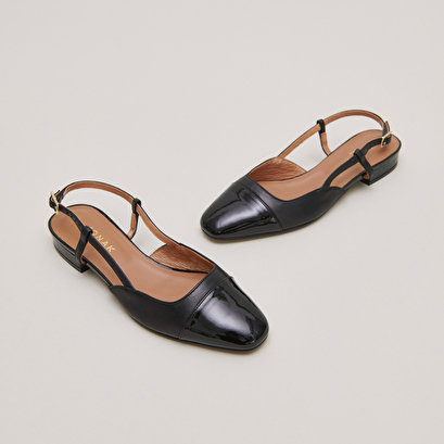 Slingbacks ballet flats in black patent and leather | dhapou