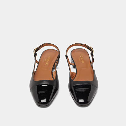Slingbacks ballet flats in black patent and leather | dhapou