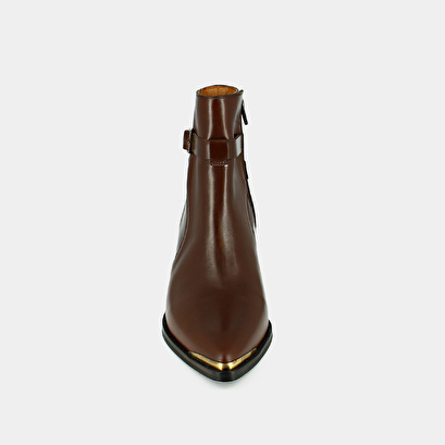 Pointed toe boots in brown leather | argan