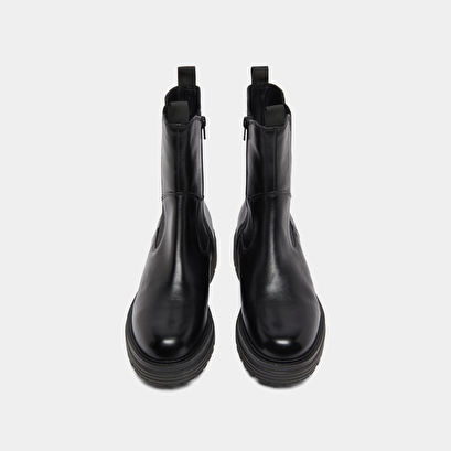 Ankle boots with notched soles in black leather | antonelle