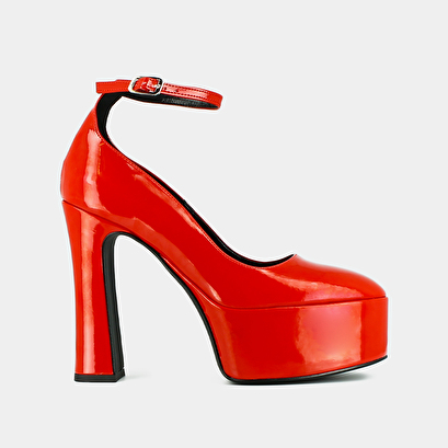 Babies with heels in red vegan material | jeanne