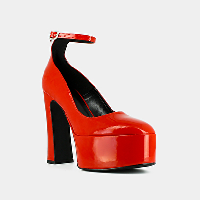 Babies with heels in red vegan material | jeanne