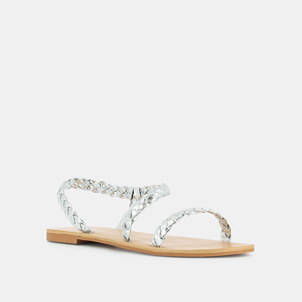 Braided strappy sandals in gold metallic leather | WINDY