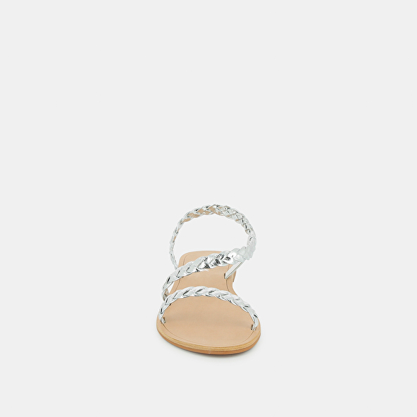 Braided strappy sandals in gold metallic leather | WINDY