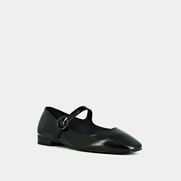 Square-toed ballerinas in black shiny leather | DAURINE