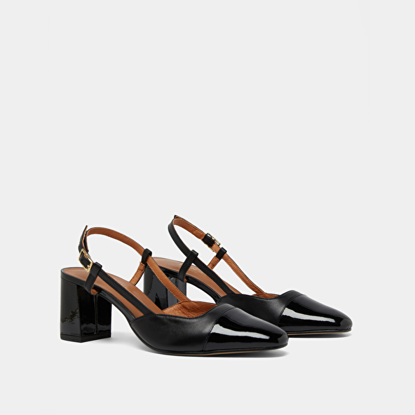 Mary Janes with heels in black patent and leather | DHAPOP