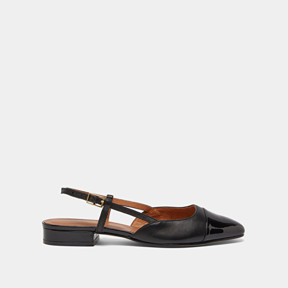 Slingbacks ballet flats in black patent and leather | DHAPOU