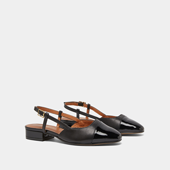 Slingbacks ballet flats in black patent and leather | DHAPOU