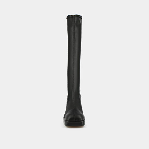 High boots with square toes in black textile | BALLOT