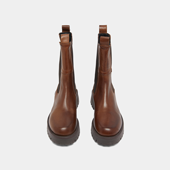 Platform boots in brown patinated leather | RIDLE