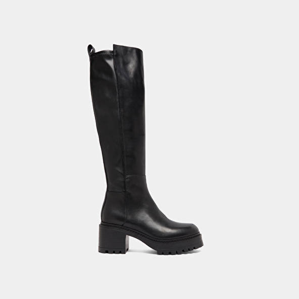 Bottes &agrave; semelles crant&eacute;es in leather and black stretch | RASTA