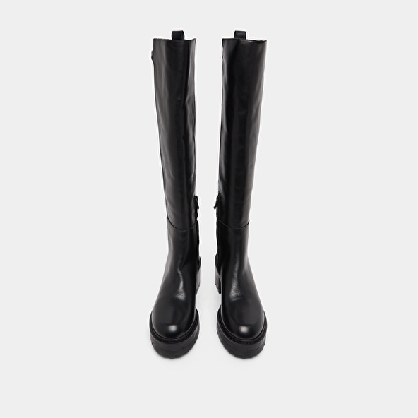 Bottes &agrave; semelles crant&eacute;es in leather and black stretch | RASTA