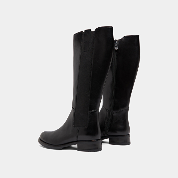 Bottes plates à bouts ronds in black leather | ASPER