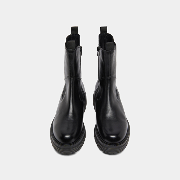 Ankle boots with notched soles in black leather | ANTONELLE