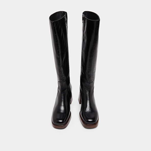Platform boots in black distressed leather calf size L | BETINA