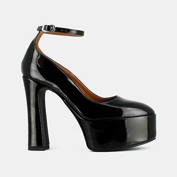Babies with heels in black vegan material | JEANNE