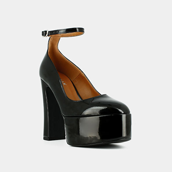 Babies with heels in black vegan material | JEANNE