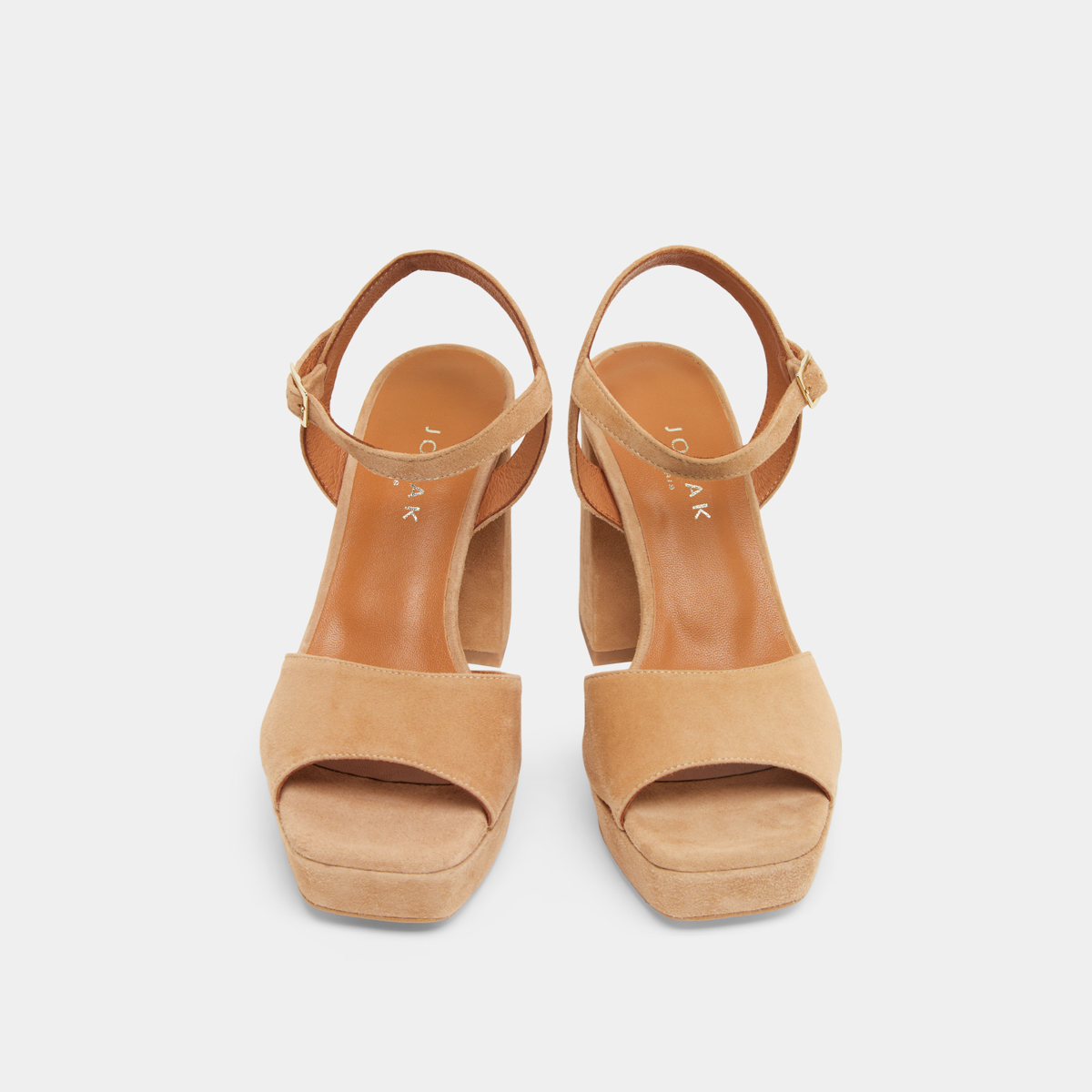 High heel sandals with open toe in camel velvet | VLADA