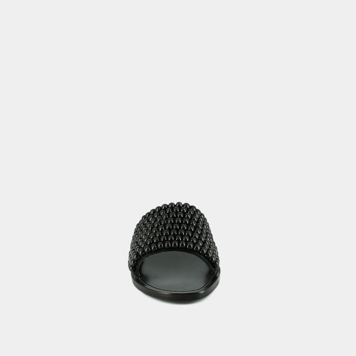 Flat mules with pearls in black leather | WALK