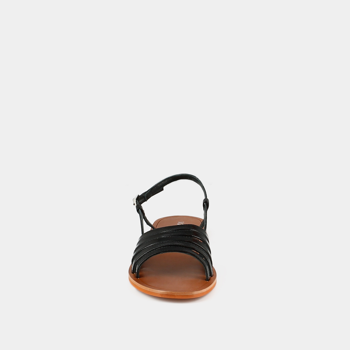 Strappy sandals with open toes in black patent | WROOM