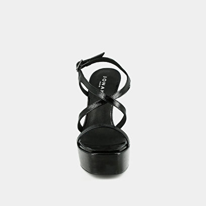 Platform sandals with crossed straps black