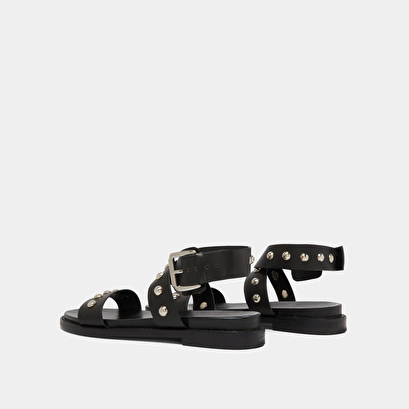 Cross-strap sandals in black leather | WINDOWS