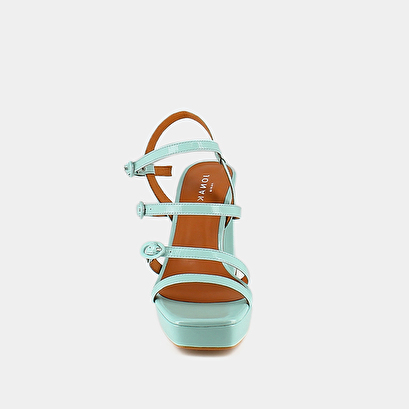 Sandals with straps and square toes turquoise