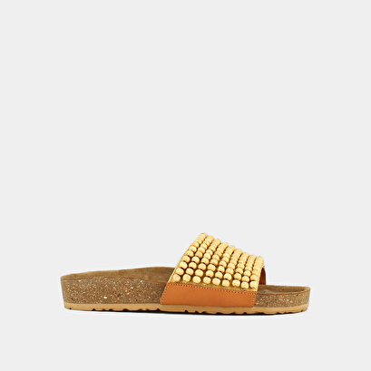 Pearly mules in beige leather | walky
