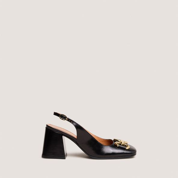 Strappy pumps in black leather | DOUBLE