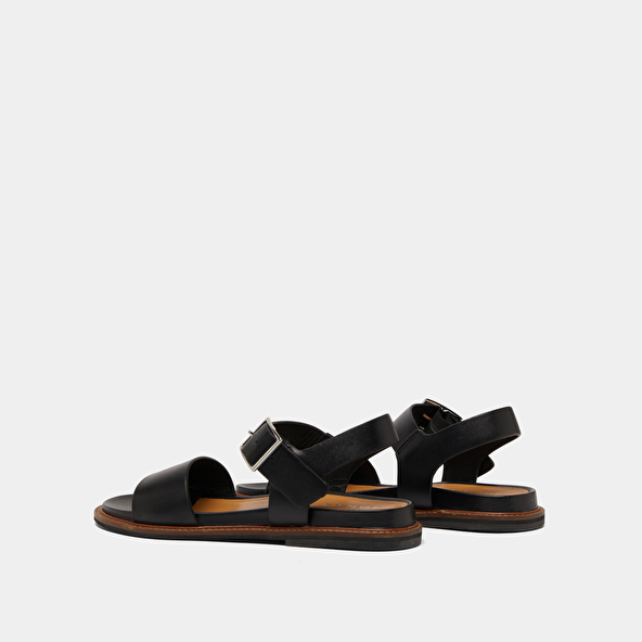 Sandals with straps and open toes in black leather | ACCO