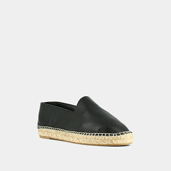 Wedges in black grained leather | MAX