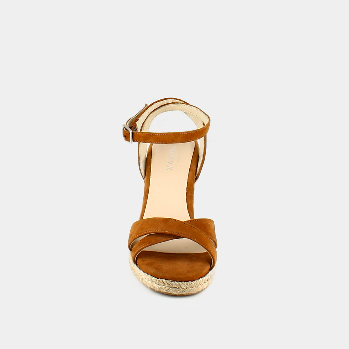 Espadrilles with high heels and straps in cognac leather | SIBEL