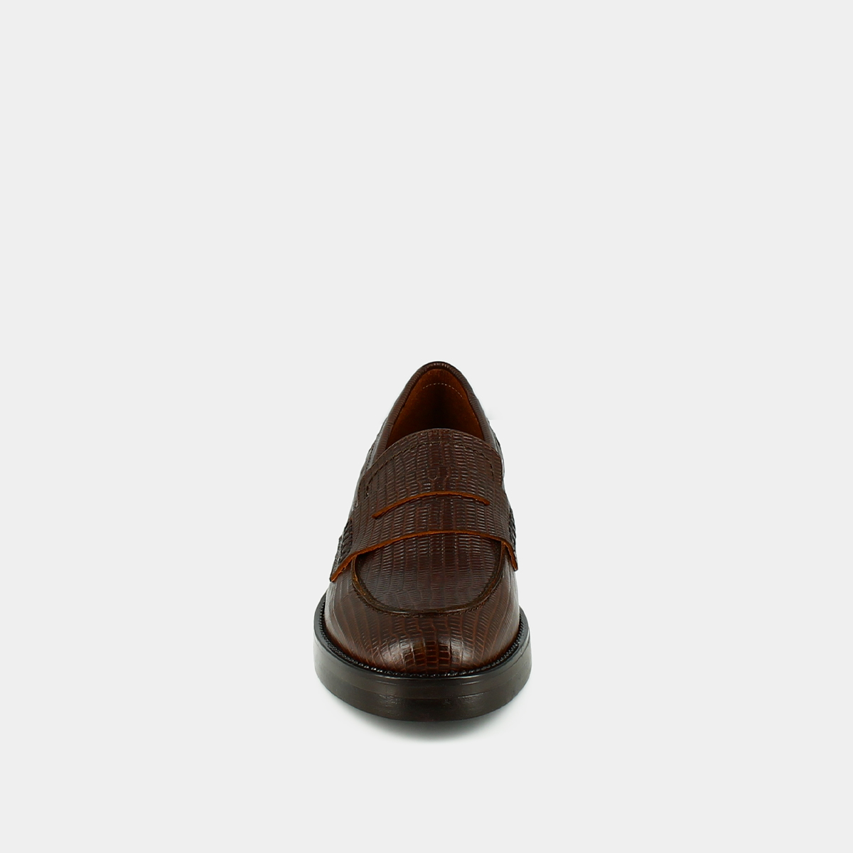 Round-toed loafers in brown reptile leather | MIRNA