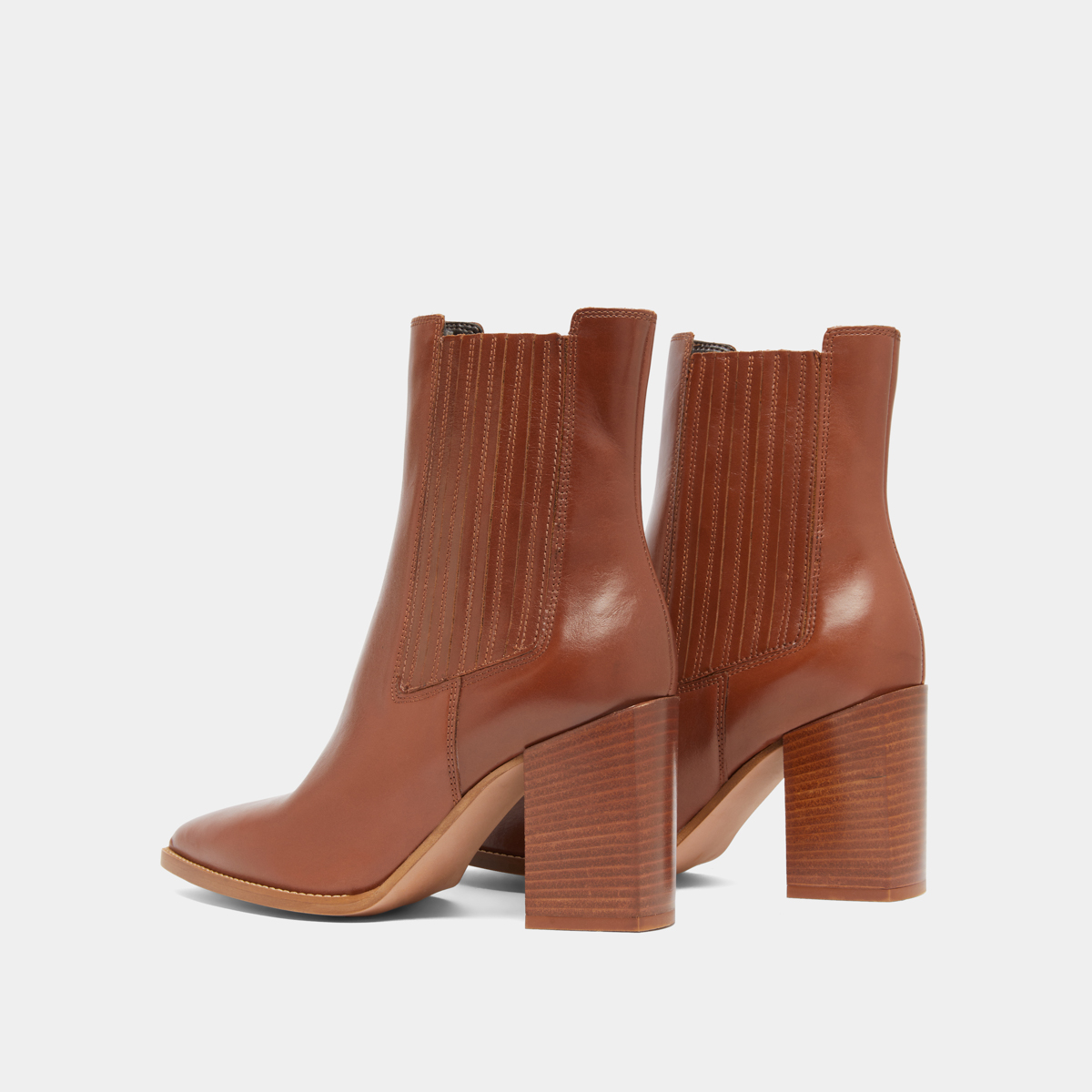 Boots à talons et bouts pointus in cognac leather | PERLINE