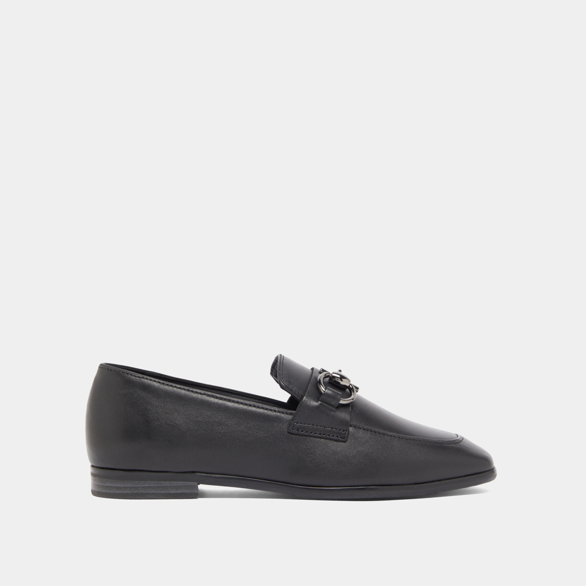 Mocassins à mors et bouts carrés in black leather | AMELLE